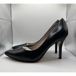 Nine West Womens 6.5M NWFLAX Leather Upper Pointed Toe Stiletto Pump Black